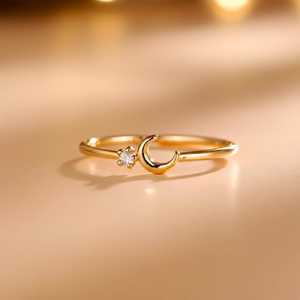 นาฬิกาแหวนเคลือบทองฮอลล์มาร์ค ซิลเวอร์ ลัฟวิ่ง มูน สตาร์ - Product Image 1