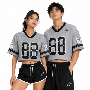 เสื้อฟุตบอลอเมริกันสีเทาแบบสั่งทำได้  ชุดกีฬาแบบครอปสำหรับทุกเพศ ระบายอากาศได้ดี เสื้อทีม  รับผลิตแบบ OEM ODM ขายส่ง - Product Image 1