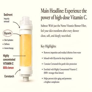 Filtre de douche aromathérapeutique en plastique premium TEA' à la vitamine C, technologie à 2 étapes, élimination du chlore résiduel, argent, installation facile - Product Image 2