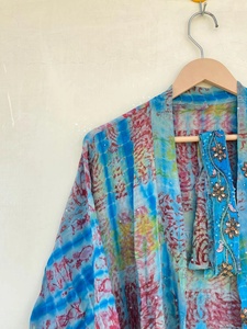 Tie Dye Kimono Jacket Tie Dye Beach Cover Up Boho Trending Kimono para ella - Product Image 5