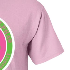 T-shirt personnalisé rose clair brodé pour femme, manches courtes, col rond, décontracté, avec motif brodé circulaire, été - Product Image 2