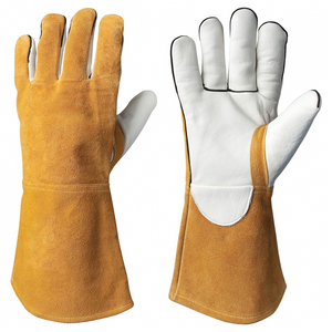 Gants de soudage à manches longues de qualité supérieure, gants de soudage TIG en cuir de vachette industriel de qualité supérieure, résistants au feu, mitaines de travail de sécurité - Product Image 1