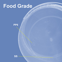 Ember Plastik PP Food Grade Silinder 300ml-10L Grosir, Mini Bucket Dengan Tutup dan Pegangan, Warna Putih Bening untuk Kemasan Makanan Cair
