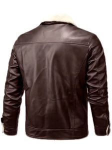 Veste en cuir de qualité supérieure avec poignets en fausse fourrure douce et style moderne pour l'hiver - Product Image 4