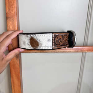 ปลอกคอสุนัขหนังวัวแท้สำหรับ100% ขนธรรมชาติปลอกคอสัตว์เลี้ยงหนังแท้แกะแบบตะวันตก - Product Image 2