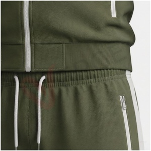 Conjunto Deportivo Verde Oliva para Hombre, Manga Larga, Cuello Alto, Cierre Frontal con Cremallera, Logotipo Geométrico, Transpirable, Corte Regular, Ropa Casual de Otoño - Product Image 5