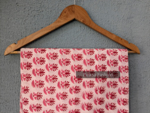 ผ้าพิมพ์ลายบล็อกอินเดีย ผ้าฝ้าย 100% ลายดอกไม้ สำหรับตัดเย็บเสื้อผ้า - Product Image 6