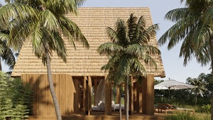 Bungalow Design for Resort Glamping Retreat or Airbnb Use Luxury Bamboo <b>Prefab</b> <b>House</b> NB03 Eco Villa with Thatched Roof Wooden - Product Image 6