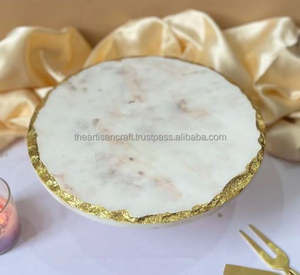 Support à gâteau en marbre blanc pour affichage élégant fait à la main pour les desserts Support à gâteau rond en marbre pour les mariages et les fêtes - Product Image 6