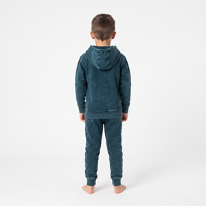 Conjunto de sudadera con capucha y cremallera completa de forro polar grueso con lavado ácido para niños, chándal de algodón de invierno con logo personalizado, ropa casual unisex, chándal de invierno - Product Image 6