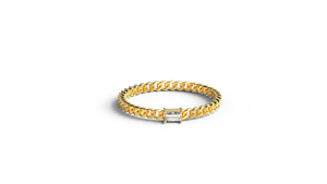 Anillo de Lujo de Oro de 18K con Textura, Cadena Cubana, Diamantes de Corte Baguette, Banda Solitaria, Anillo de Promesa Apilable, Estilo Hip Hop para Mujer - Product Image 1