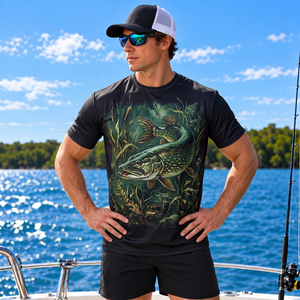Camiseta de pesca al por mayor de 180 gsm con protección solar UPF para hombre, camiseta de pesca de manga corta para marcas - Product Image 4