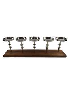 Support de service en métal fait main de luxe pour 5 tasses, base en bois, finition dorée, écologique, décoratif, pour desserts, bougies ou fruits secs - Product Image 3