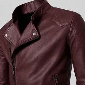 High Quality Men Premium Leather <b>Jacket</b> Slim Fit Motorcycle <b>Jacket</b> with Asymmetrical Front Zip and Side Pockets Regular Fit - Product Image 4