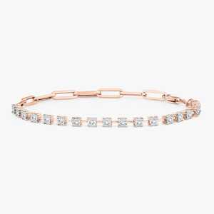 Pulsera de Diamantes Cultivados en Laboratorio con Diseño de Media Cadena de Tenis y Media Cadena de Clip, Cadena de Eslabones de Oro Sólido de 14K y 18K, Ajustable de 7 Pulgadas, Pulseras Delicadas y Elegantes - Product Image 5
