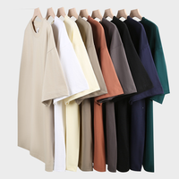 T-shirt Homme Grande Taille Épais à Épaules Tombantes 100% Coton Couleur Unie Manches Courtes Coupe Ample Style Oversize