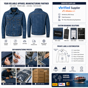 Veste en jean vintage élégante pour homme Twillsports 2026 Hiver, en coton biologique de haute qualité, respirante, infroissable et confortable - Product Image 5