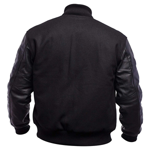 New Wholesale Black White Color Uniform Casual College <b>Men</b> Coats Embroidery Baseball Varisty Jackets for Winter - Product Image 6
