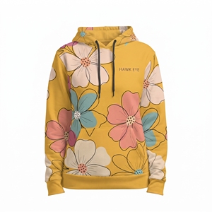 Sweat-shirt à capuche pour femme avec imprimé floral par sublimation, impression numérique personnalisée, cordon de serrage et poche avant - Product Image 3