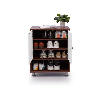 Engineered Wood Shoe Rack for Home Open <b>Shelf</b> Design 4 <b>Shelves</b>, 2 Doors Store Upto 10 Pair of Shoes 3 Year Warranty - Product Image 3