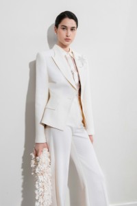 Pantalones de Mujer de Alta Calidad, Elegantes, con Soporte ODM, Pantalones Relajados NOIR, 61% Rayón, 39% Algodón, Pantalones Blancos para Mujer - Product Image 2