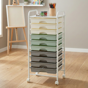 Chariot de rangement multifonctionnel en métal à 10 tiroirs avec étagère, fabriqué à Taïwan, pour cuisine, salon, bureau à domicile - Product Image 1