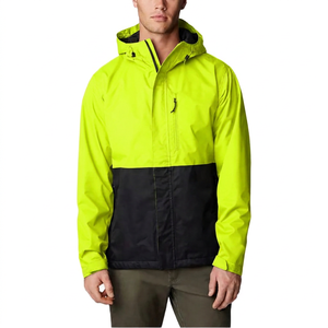 Men's Hooded Color Blocking Waterproof Jacket Casual Autumn Zipper Closure Regular Fit Tan Black - Product Image 5
