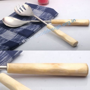 Personalizable 2024 nueva sopa de alta calidad y cuchara para servir 2 piezas de acero inoxidable oro ensalada servidor oro servicio cuchara conjunto - Product Image 5