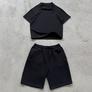 2025 été 100% coton Streetwear personnalisé décontracté lâche blanc hommes t-shirt ensembles sport deux pièces t-shirt et ensembles courts - Product Image 3