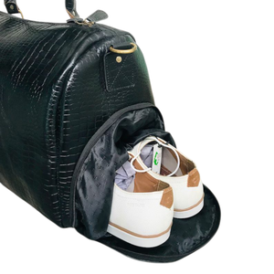 Customized Vintage Black Full Grain Luggage Weekender Overnight Business Man Genuine Leather Zipper Travel <b>Duffel</b> <b>Bag</b> - Product Image 6