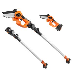 La sega a palo della batteria 2-in-1 senza fili 20V 2Ah Mini motosega 5 \ "capacità di taglio portata di 8 piedi per la potatura dei rami degli alberi include - Product Image 1