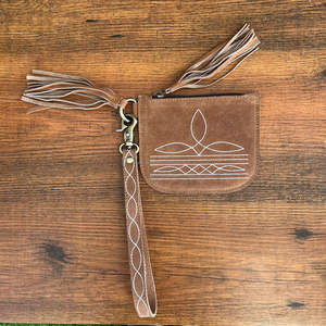 Conception personnalisée pour femmes point de botte en cuir suédé porte-cartes fermeture éclair porte-monnaie Portable porte-clés poche à monnaie bracelet double pochette - Product Image 3