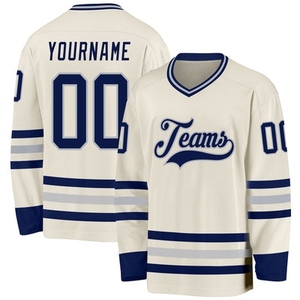 Maillot de hockey personnalisé OMMIZ INDUSTRY bleu, noir et blanc, avec lacets au col, vente en gros, best-seller - Product Image 2