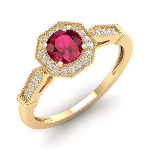 Bague Halo en argent sterling 925 de qualité supérieure REYES avec pierre précieuse rubis taille ronde 0,84 ct pour femmes, bijoux en moissanite certifiés GRA - Product Image 2