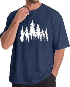 Camiseta de Manga Corta con Cuello Redondo Azul Marino para Hombre, Corte Holgado Informal, 100% Algodón Jersey, Ecológica, de Secado Rápido, 220g - Product Image 5