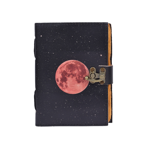 A5 Red Moon Galaxy Design Cardboard <b>Lock</b> <b>Diary</b> Notebook with Metal Clasp 100 Pages Handmade Paper Journal for Writing & Gifting - Product Image 5