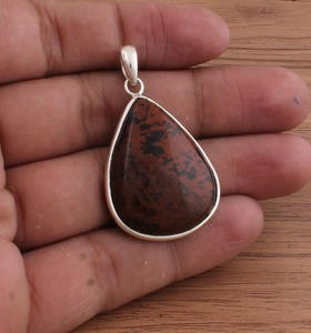 Pendentif en Jaspe Sanguin Naturel Argent Sterling 925 Jaspe Vert Taches Rouges Vintage Plaqué Platine Charmes Fins pour Unisexe Vente en Gros - Product Image 6