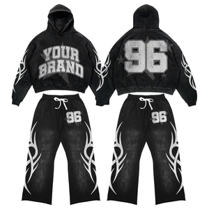 Conjunto deportivo Glory Custom Screen Print de primera calidad, sudadera con capucha extragrande y pantalones deportivos para ropa urbana unisex. - Product Image 1