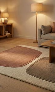 Tapis moderne abstrait géométrique en laine tuftée à la main, antidérapant, doux et minimaliste pour salon, chambre à coucher, décoration contemporaine pour la maison - Product Image 2