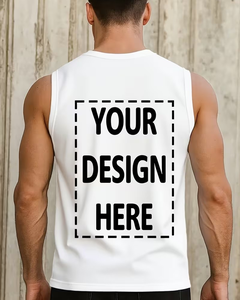 Men's <b>Yellow</b> Sleeveless <b>Tank</b> <b>Top</b> O-Neck Solid Casual Breathable Quick Dry Knitted Cotton Athletic Wear 120g Custom Logo - Product Image 2