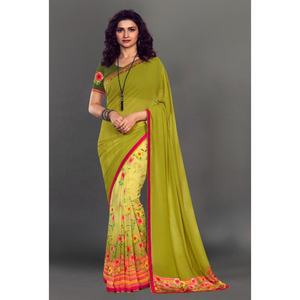 Haut concepteur Bollywood fête porter indien Georgette Saree Blouse nouveau demi-moitié imprimé Sari mariage fantaisie soie Sari Blouse - Product Image 3