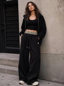 <b>Baggy</b> Wide Leg Sweatpants for <b>Women</b> Men Double Waist Camo Elastic Waisted Lounge Pants with Pockets - Product Image 4