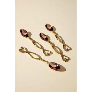 Ensemble de service de cuisine moderne fait à la main en laiton or rose avec poignée en forme de cœur câblée pour café soupe salade pour la rentrée des classes - Product Image 1