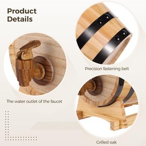 Fût à vin ovale en chêne massif poli de qualité supérieure, baril de vieillissement vintage pour whisky, distributeur de liquide décoratif, logo personnalisé pour bar - Product Image 2