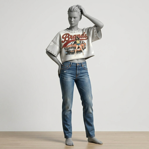 Camiseta Corta con Gráficos Lavados Personalizados Glory, Nuevo Estilo de Moda, Mangas Cortas, Tela Ecológica, Camiseta con Pedrería para Unisex - Product Image 5