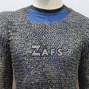 เสื้อเกราะเหล็กยุคกลางทำมือ  แบบวงแหวนติดเรียบ  วัสดุสแตนเลส  สำหรับชุดเกราะ SCA และชุดคอสตูมสำหรับการแสดงประวัติศาสตร์ - Product Image 5