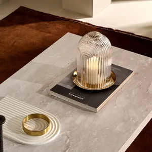 Tapered Hurricane Candleholder Set Natural Wood Handmade with Gold Base for Christmas Home Decoration - Product Image 3