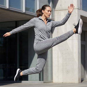 Womens Heather Grey Tracksuit Set <b>Zip</b> <b>Up</b> <b>Jacket</b> And Matching Track Pants Premium Athletic Loungewear Two Piece Outfit - Product Image 2