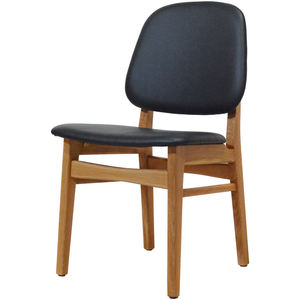 Chaise de salle à manger moderne en teck massif avec siège rembourré en cuir – Fournisseur en gros de mobilier pour restaurants, cafés et hôtels - Product Image 5