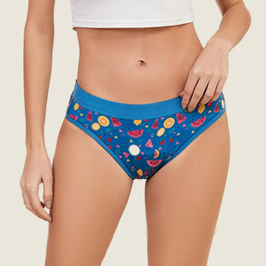 Culotte bikini imprimée pour femmes et adolescentes, taille basse, en coton et élasthanne, confortable, douce, respirante, couvrante, pour le quotidien - Product Image 1